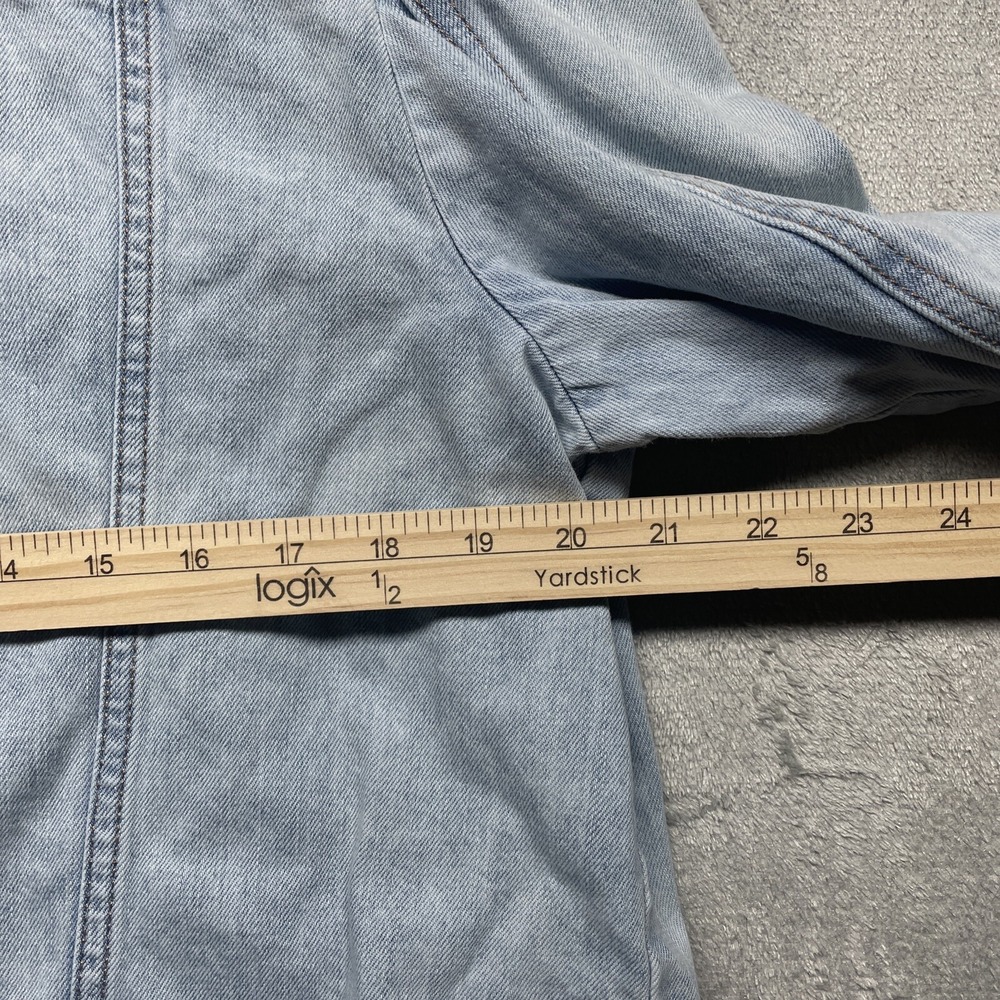 Express Jeans Jacket Women's XL Blue Denim Long Sleeve Button Jacket Cropped - Picture 6 of 8